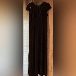 Adrianna Papell Black Pleated Maxi Jumpsuit